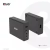 CLUB3D Travel Charger 132W GAN tehnoloogiaga, nelja pordiga USB Type-A ja -C, toega Power Delivery(PD) 3.0