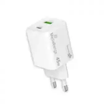 MediaRange MRMA113-2 USB-C 45W vahelduvvoolu siseruumide laadija nutitelefonile ja tahvelarvutile, valge, sisend 100–240 V