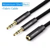 Heliadapteri kaabel Vention 2×3,5 mm isane kuni 4‑pooluseline 3,5 mm emane, 0,3 m, must