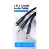 Heliadapteri kaabel Vention 2×3,5 mm isane kuni 4‑pooluseline 3,5 mm emane, 0,3 m, must