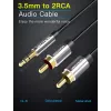 Audio kaabel Vention 3.5mm TRRS (male) to 2×RCA (male), 2 m, Must