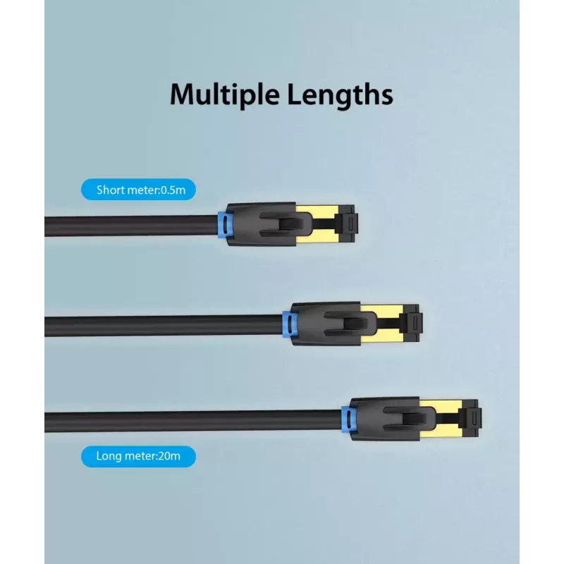Vention Cat.8 SFTP paigakaabel 0,5M Must RJ-45 kullatud