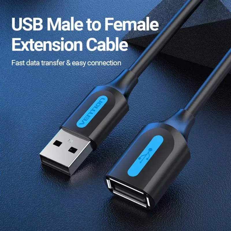 Vention USB 2.0 A-pistik A emasele pikenduskaabel 2M must PVC