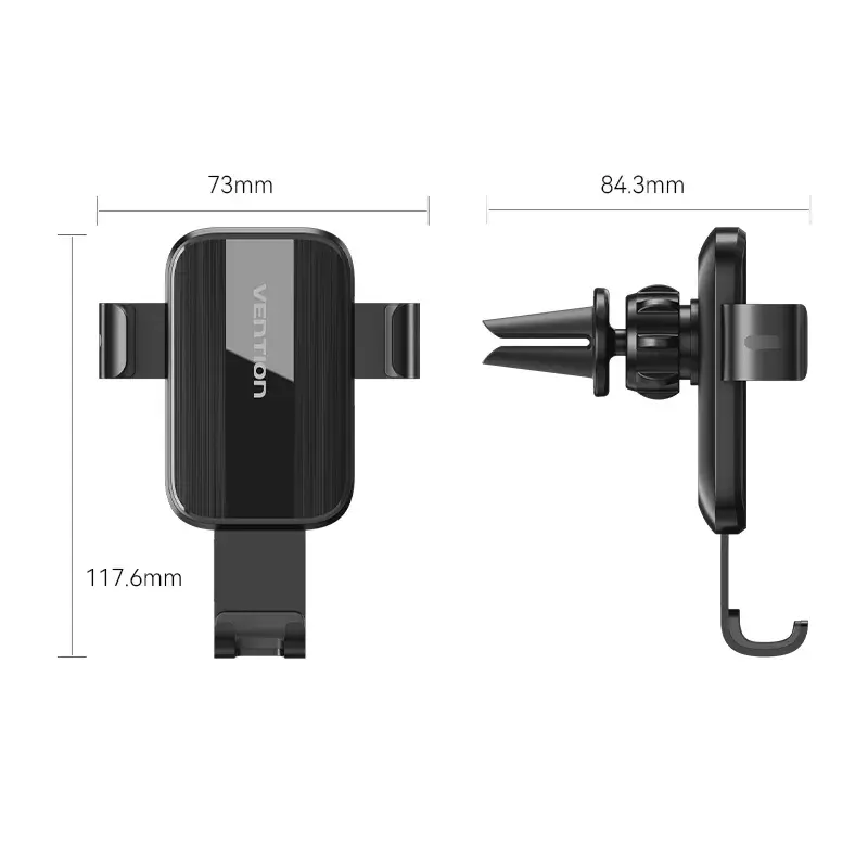 Autoventiiliaatori telefoni hoidik Vention KCTB0 — passiivne automaatkinnitusega hoidik 4.7–7.2-tollistele telefonidele, must, ABS/TPU, 117.6×73×84.3 mm