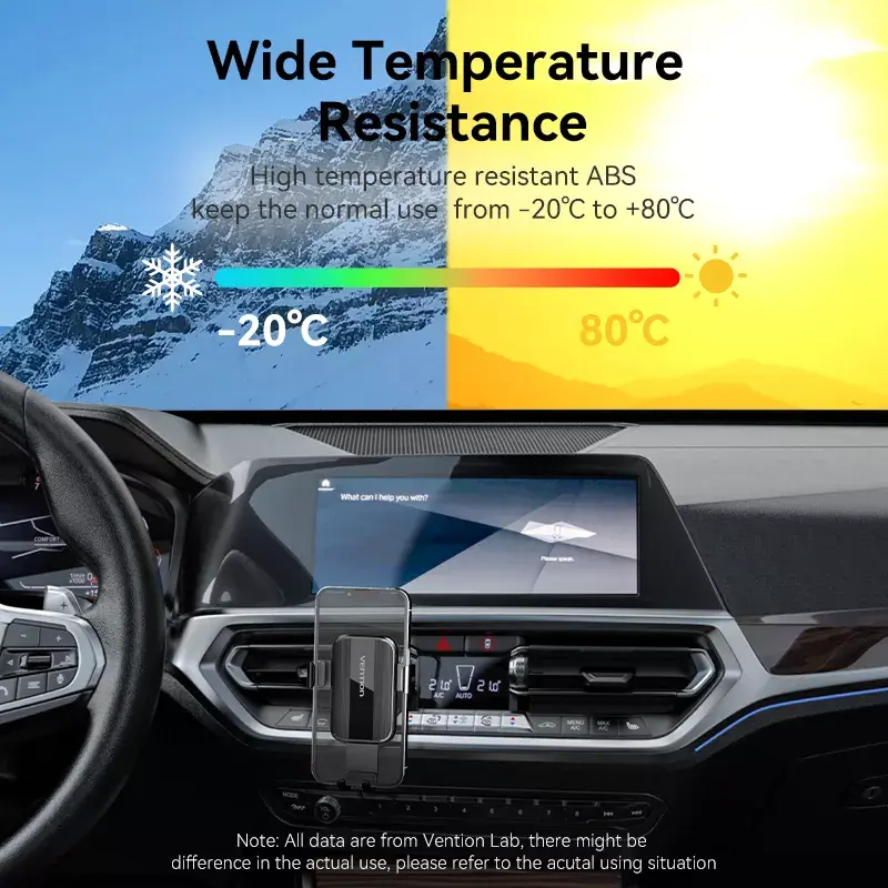 Autoventiiliaatori telefoni hoidik Vention KCTB0 — passiivne automaatkinnitusega hoidik 4.7–7.2-tollistele telefonidele, must, ABS/TPU, 117.6×73×84.3 mm