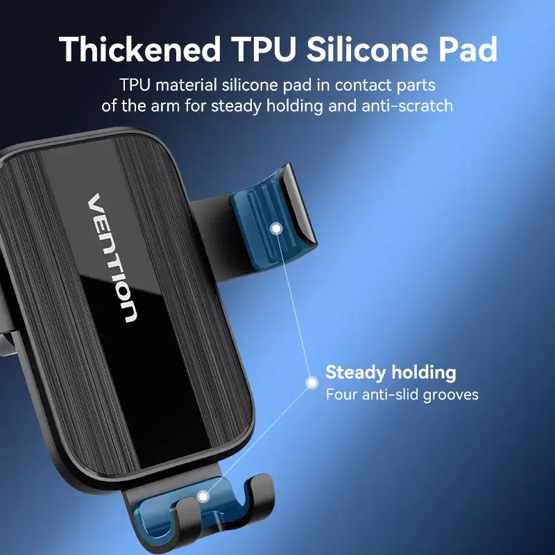 Autoventiiliaatori telefoni hoidik Vention KCTB0 — passiivne automaatkinnitusega hoidik 4.7–7.2-tollistele telefonidele, must, ABS/TPU, 117.6×73×84.3 mm
