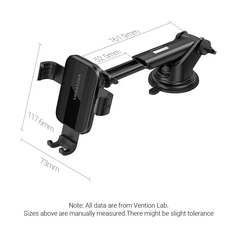 Autotelefoni kinnitus Vention KCOB0 — automaatselt kinnituv iminapp, klambrikinnitus nutitelefonidele, must, laius 73 mm, kõrgus 117,6 mm
