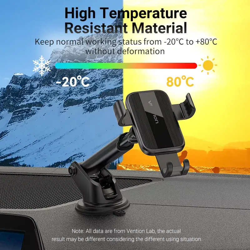 Autotelefoni kinnitus Vention KCOB0 — automaatselt kinnituv iminapp, klambrikinnitus nutitelefonidele, must, laius 73 mm, kõrgus 117,6 mm