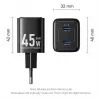 Vention FEFW0-EU vahelduvvoolu siselaadija 45 W, 2x USB-C, ühildub nutitelefon sülearvuti tahvelarvuti nutikell kõrvaklapid, valge