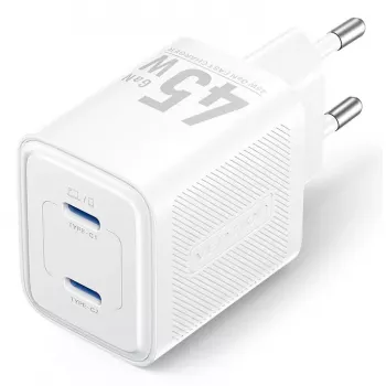 Vention FEFW0-EU vahelduvvoolu siselaadija 45 W, 2x USB-C, ühildub nutitelefon sülearvuti tahvelarvuti nutikell kõrvaklapid, valge