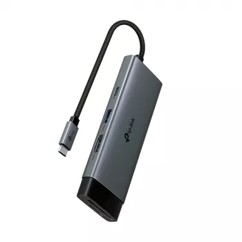 USB USB-C jaotur TP-Link UH7021C — HDMI, USB 3.2 Gen1, USB 2.0, SD/microSD, 5000 Mbit/s, Alumiinium Must