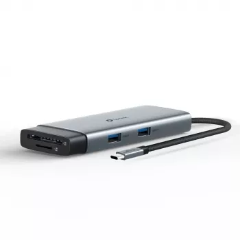 USB USB-C jaotur TP-Link UH7021C — HDMI, USB 3.2 Gen1, USB 2.0, SD/microSD, 5000 Mbit/s, Alumiinium Must