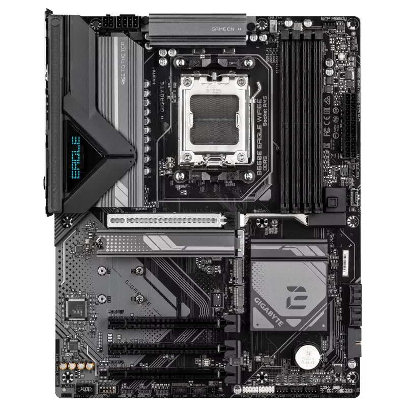 GIGABYTE B650E EAGLE WIFI6E emaplaat - AMD Ryzen 9000 seeria protsessoritele, 8+2+2 faasi VRM, kuni 8200MHz DDR5 (OC), 1xPCIe 5.0 + 2xPCIe 4.0 M.2, 2.5GbE LAN, WIFI 6E, USB 3.2 Gen 2