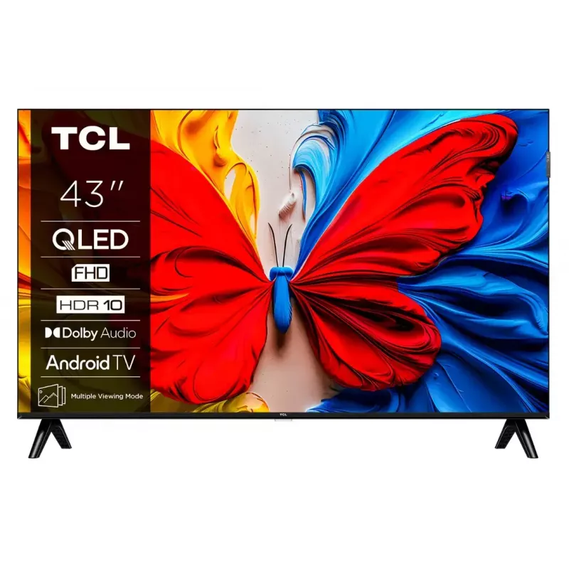 TV TCL 43V5C 43 tolli QLED Full HD (1920x1080) Android TV, HDR10, 2x HDMI, Wi‑Fi, Bluetooth, 20W