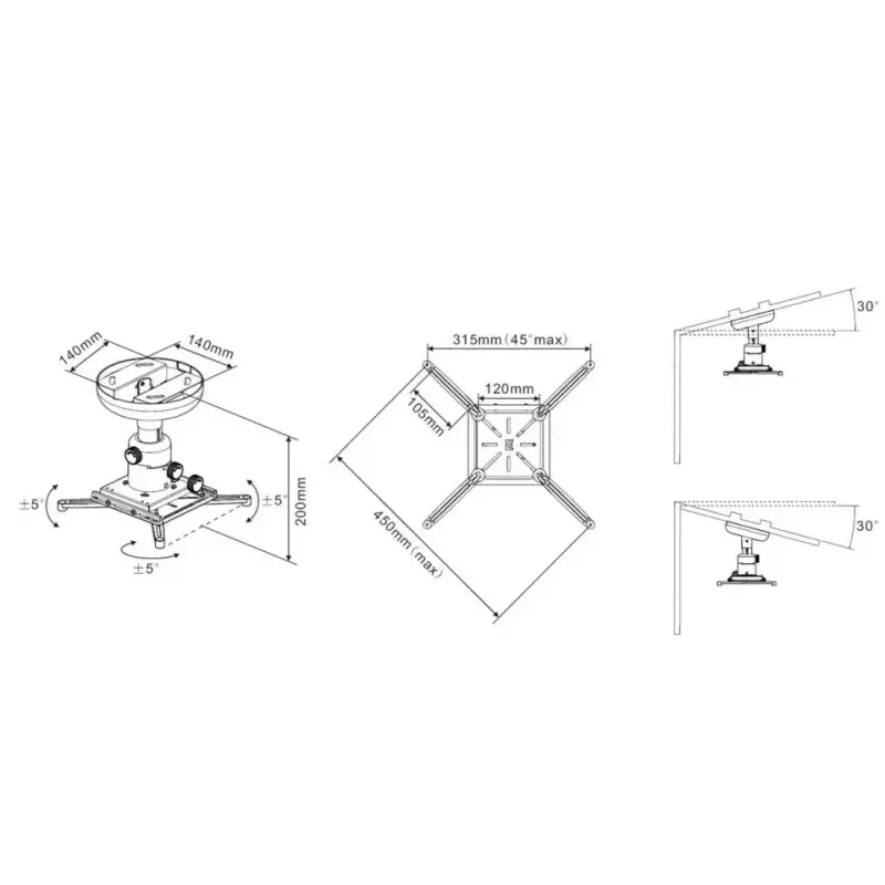 Laekinnitus Multibrackets M Universal Projector 200 peenhäälestusega