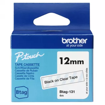 Label-making tape Brother BTAG-131 Must läbipaistval 1,2 cm 4 m