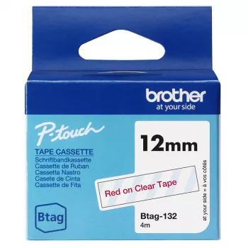 Sildistuslint Brother BTAG-132 punane läbipaistval 1.2 cm 4 m