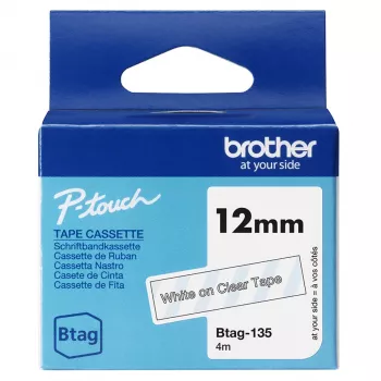 Silditeip Brother BTAG-135 valge läbipaistval taustal 1,2 cm 4 m