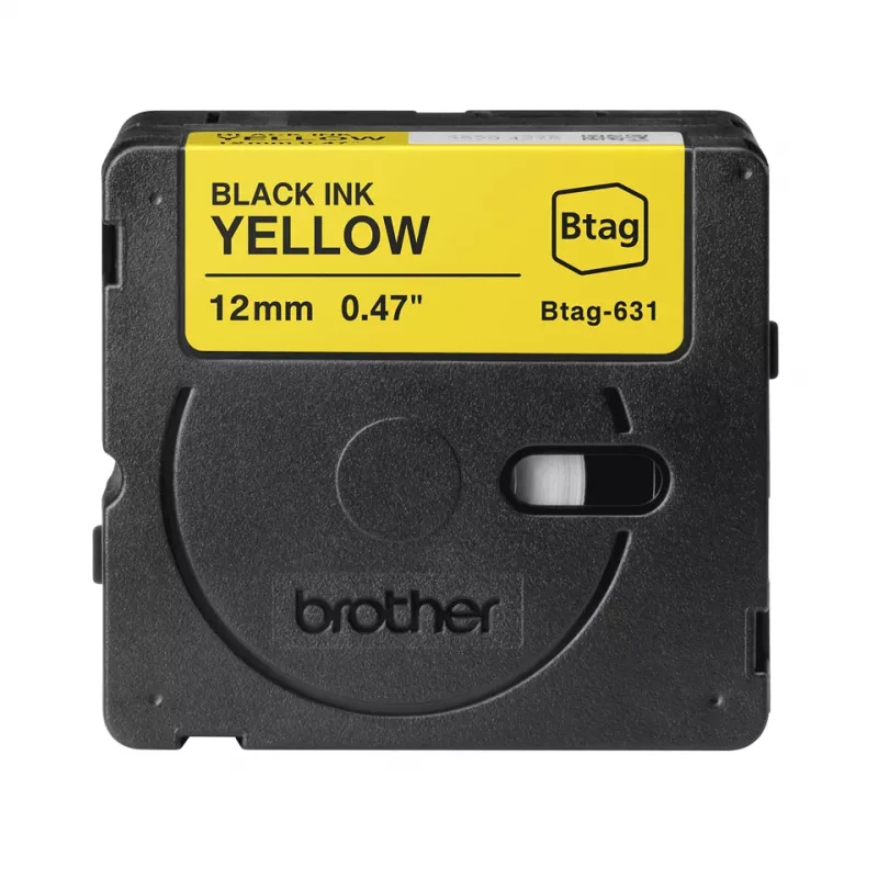 Sildivalmistuslint Brother BTAG-631 Must kollasel 1,2 cm 4 m