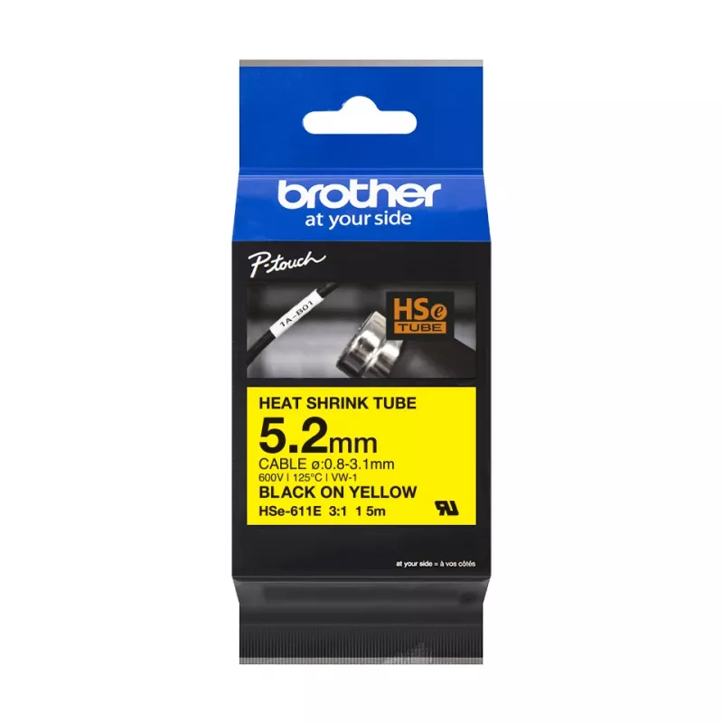 Printerilint Brother HSE-211E must 5,2 mm x 1,5 m
