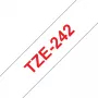 Lamineeritud lint Brother TZe242 18 mm punane valgel