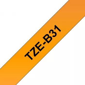 Sildilint Brother TZe TZEB31 12mm Must fluorestseeruval oranžil taustal