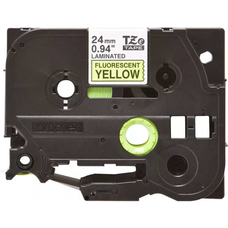 Brother lamineeritud lint TZe Must fluorestseeruval kollasel 2,4 cm 5 m
