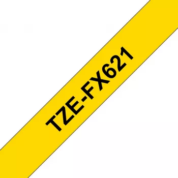 Brother TZE-FX621 sildistamislint, must kollasel taustal
