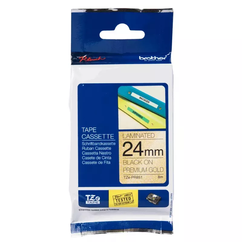 Brother TZE-PR851 sildilint must kuldsel taustal