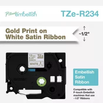 Brother TZE-R234 sildilint kuldne valgel