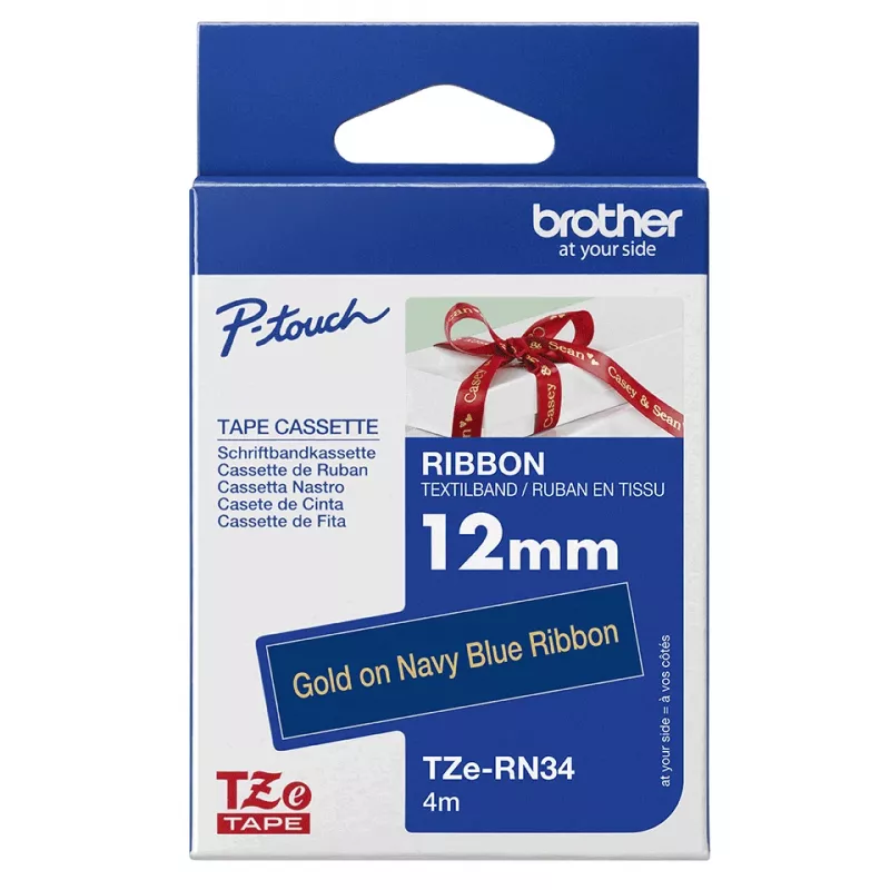 Brother TZE-RN34 sildilint kuld sinisel