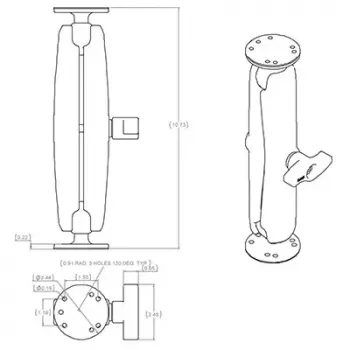 Kahe keraga kinnitus kahe ümmarguse plaadiga RAM Mounts RAM-101U-D