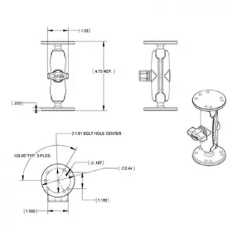 Universaalne topeltkuulalus RAM Mounts RAM-B-101U