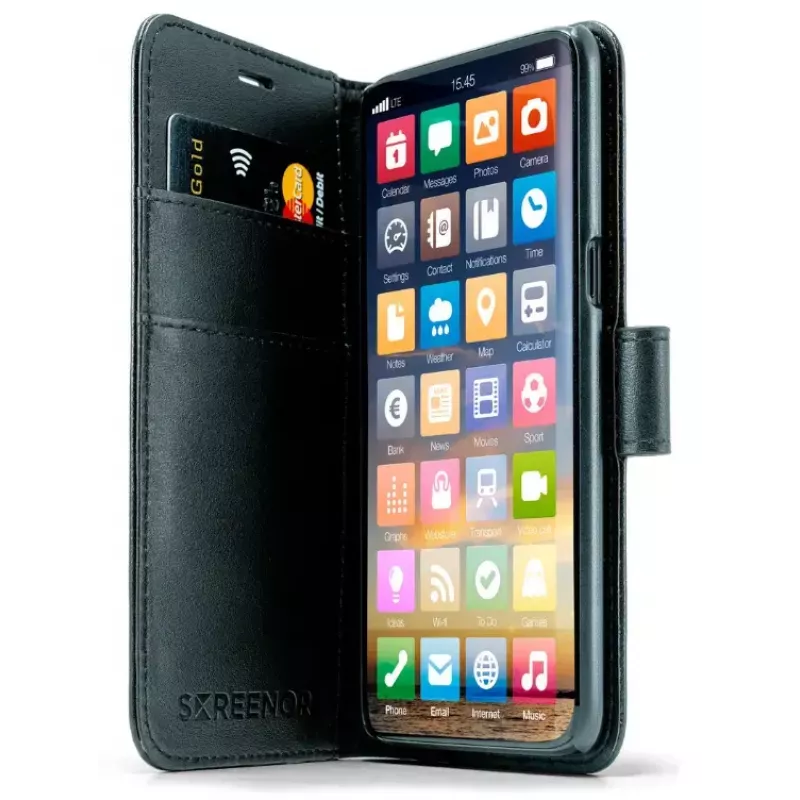 Wallet case Screenor SMART Samsung Galaxy S25 Edge 17 cm Must
