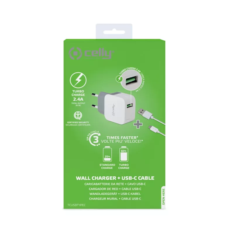 Celly TCUSBTYPEC mobiilseadme laadija Universal Valge USB Siseruumides