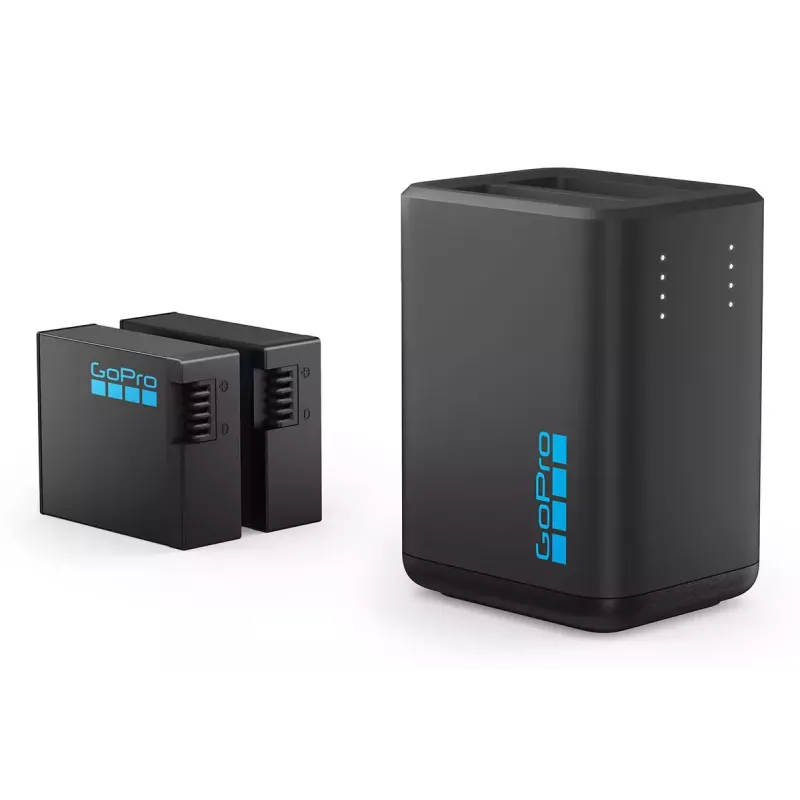 Topeltaku laadija GoPro HERO13 Black – laeb 2 HERO13 akut, kompaktne must, LED olek