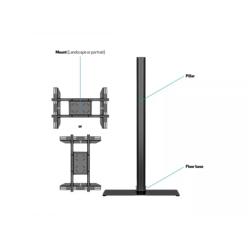 Multibrackets Display Stand M 180 Single Must põrandaalusega