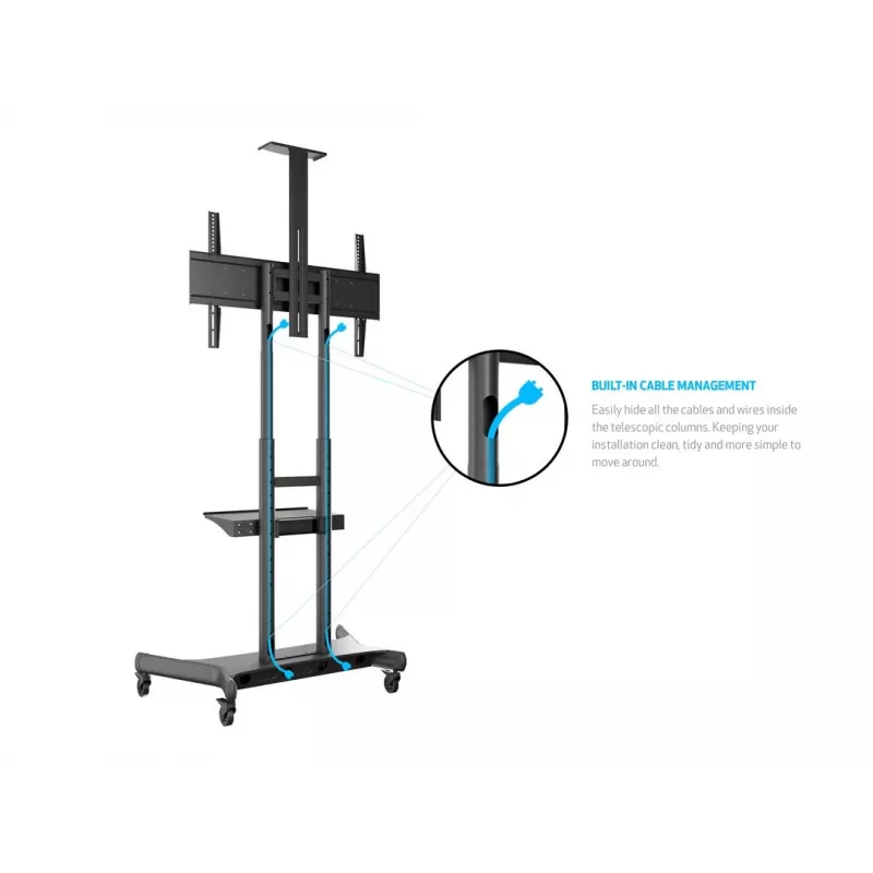 Multibrackets M Public Floorstand Basic 180 koos riiuli ja kaamerahoidikuga