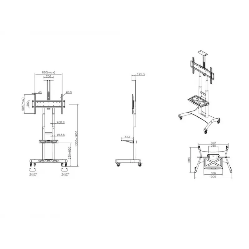 Multibrackets M Public Floorstand Basic 180 koos riiuli ja kaamerahoidikuga