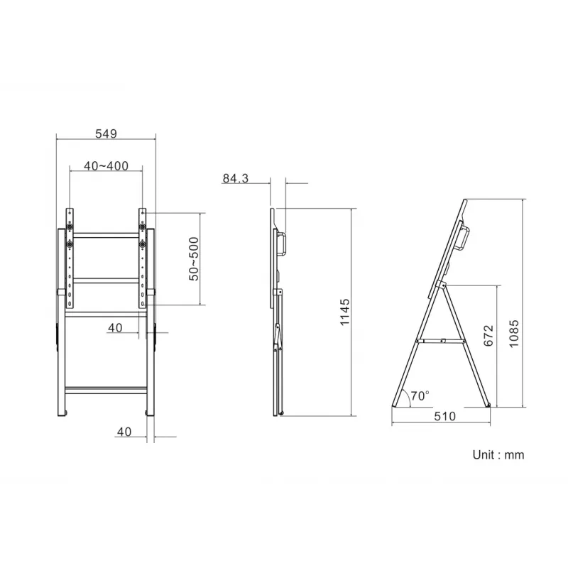 Multibrackets M Tilt and Roll statiiv Must Maksimaalne kandevõime 50 kg