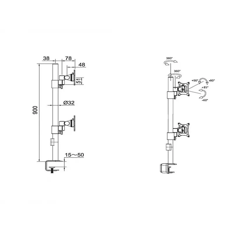 Lauakinnitus Multibrackets M VESA Officeline Dual Vertical Must