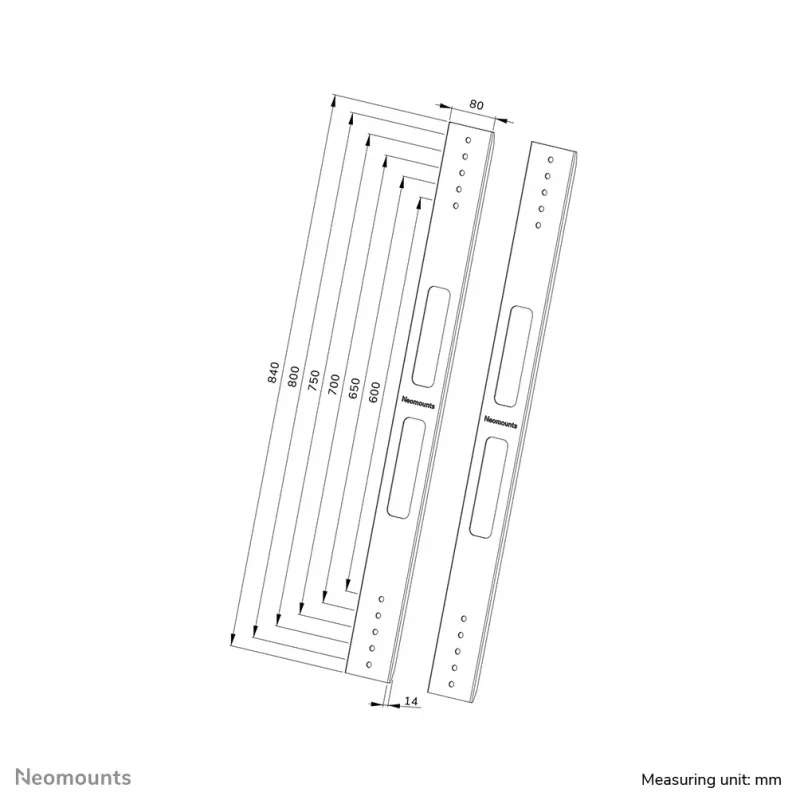 Laienduskomplekt Neomounts AWL-250BL18 VESA 400x600 800x800