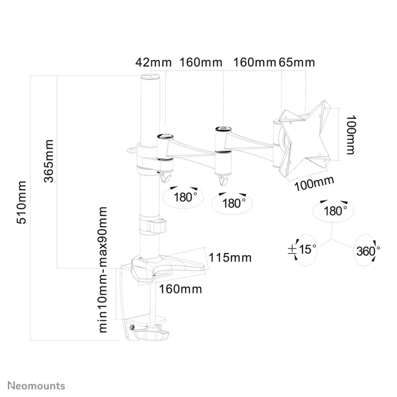 Neomounts FPMA-D1330Valge monitori käsi 10-30 tolli