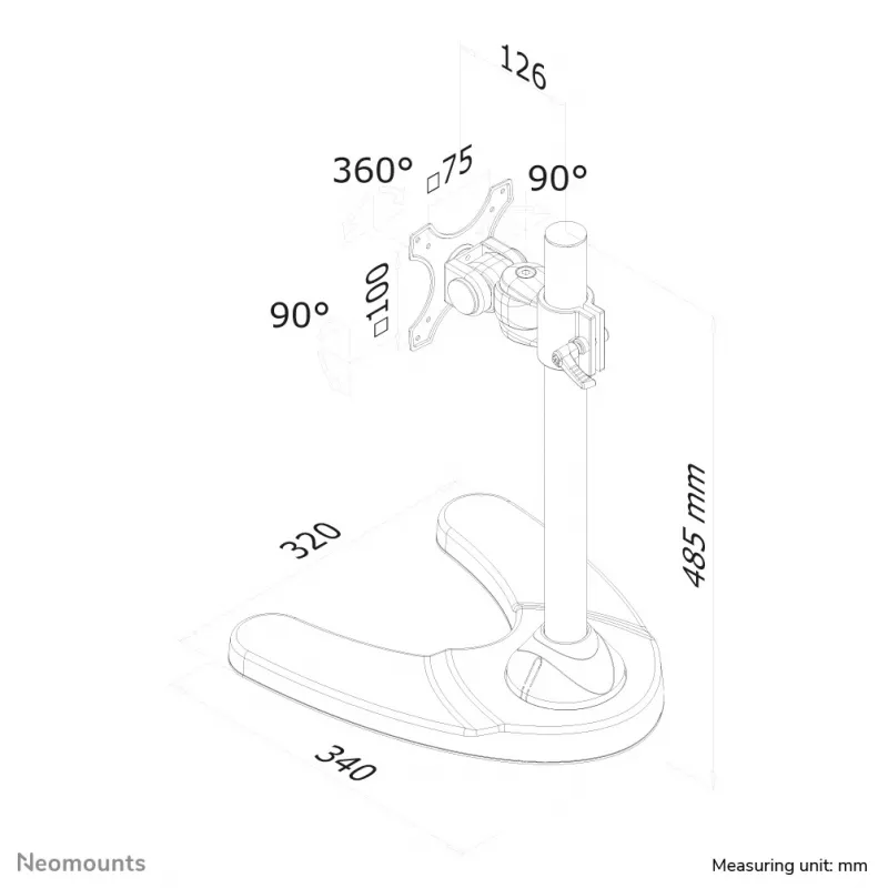 Neomounts FPMA-D700 monitorialus 10-30 tolli, vabalt seisev, 10 kg, 25,4 cm (10 tolli), 76,2 cm (30 tolli), 100 x 100 mm, Must