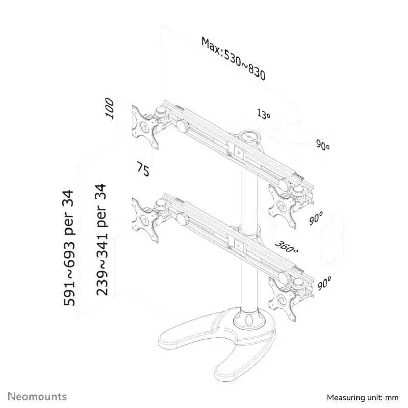 Neomounts FPMA-D700DD4 monitorialus 19-30 tolli
