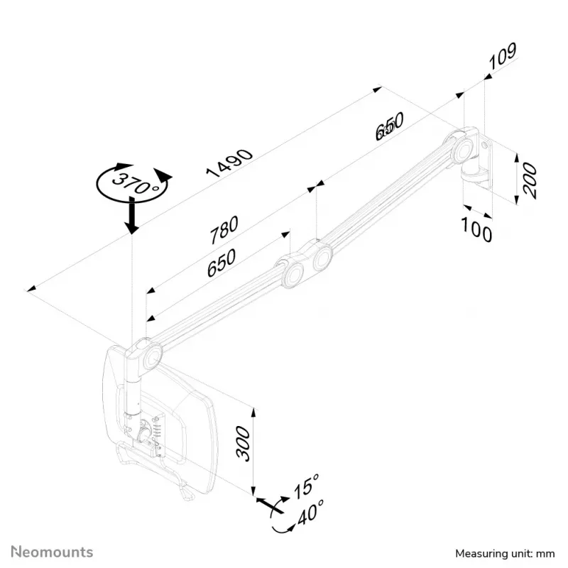 Neomounts FPMA-HAW200 Meditsiiniline monitori seinahoidik 10-27 tolli - k 0-149 cm - gaasvedru