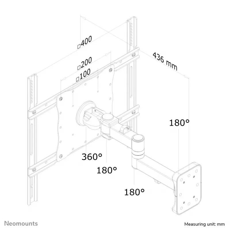 Neomounts FPMA-W960 Monitori/Teleri seinakinnitus 23-52 tolli - täisliigutus