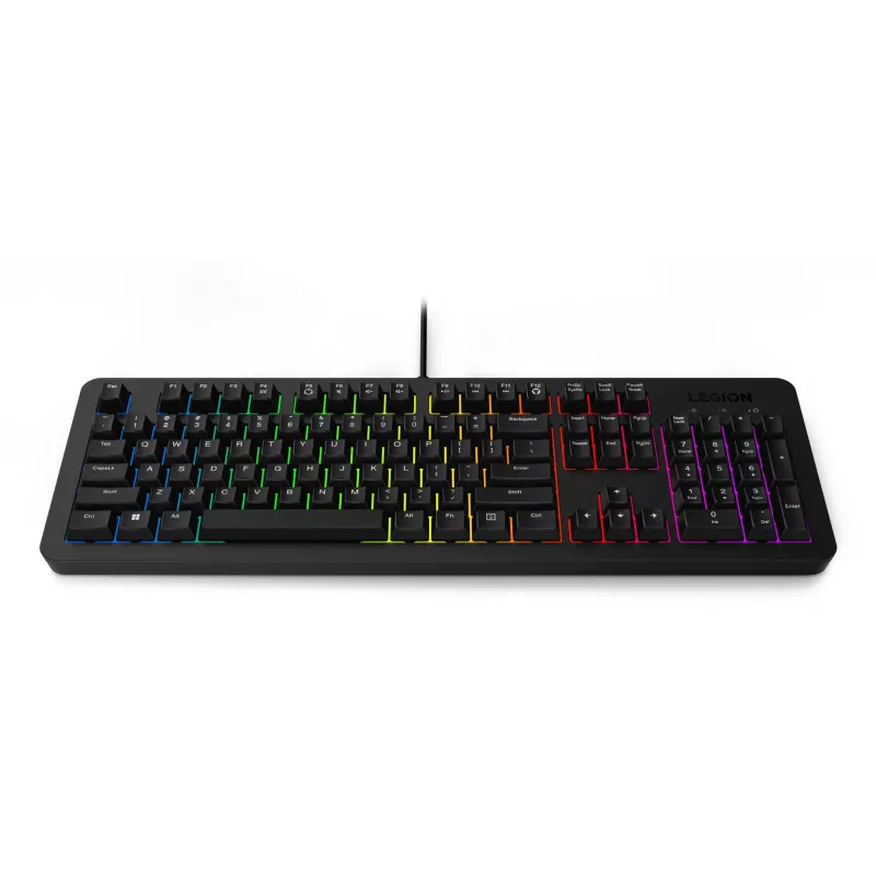 Juhtmega mänguklaviatuur Lenovo K310 — Täissuuruses 100%, USB, USA inglise, RGB-taustvalgustus, must, 1,8 m kaabel