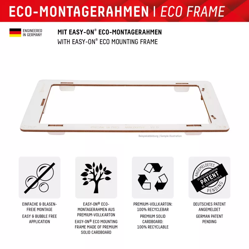 Displexi ekraanikaitseklaas + ümbris Apple iPhone 15-le, Eco paigaldusraam, kriimustuskindel