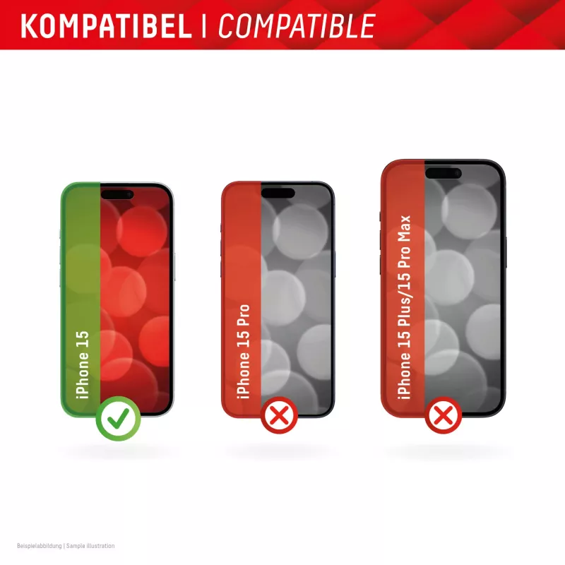 Displexi ekraanikaitseklaas + ümbris Apple iPhone 15-le, Eco paigaldusraam, kriimustuskindel